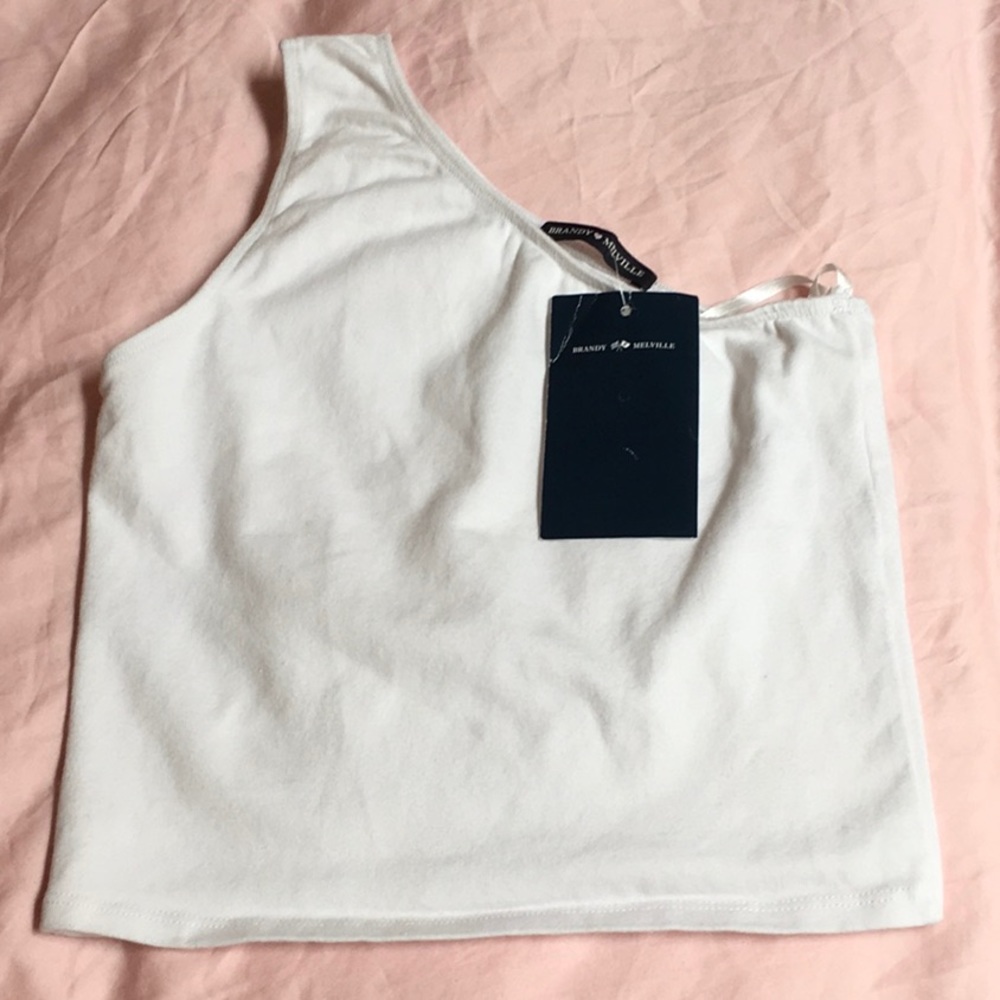 NWT Brandy Melville one shoulder white crop tank.